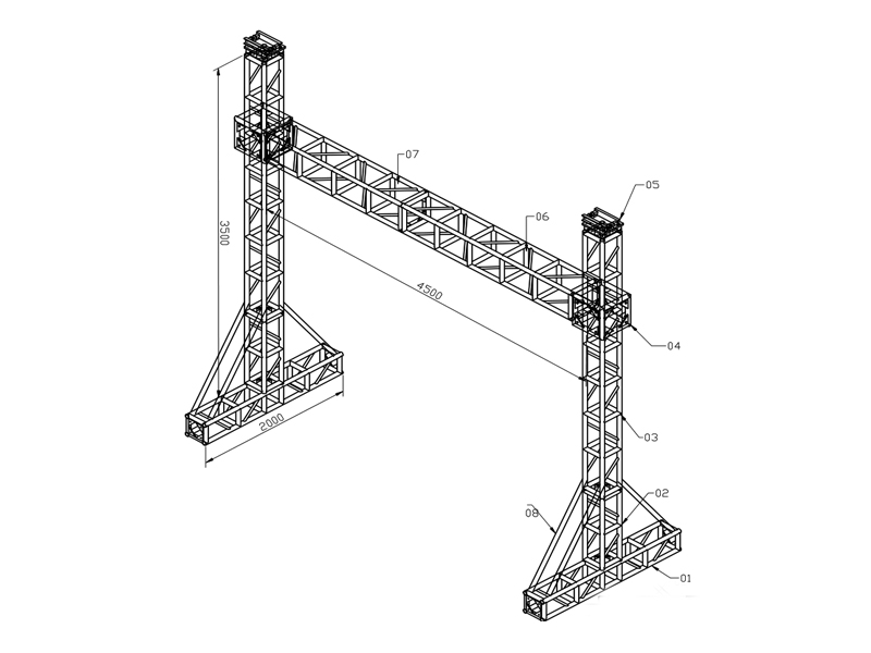 LED Screen Ground Supports  4.5 m span and load capacity up to 1,000 kg